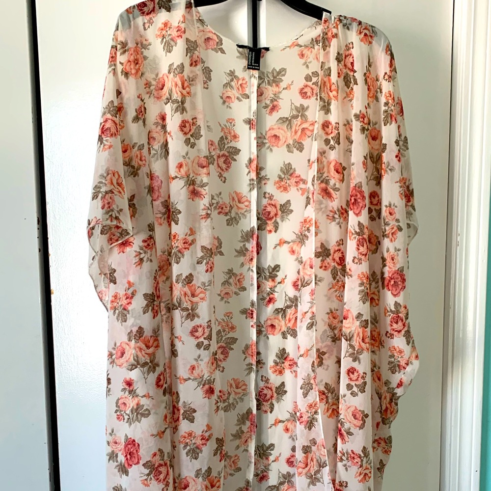 Sheer Rose Kimono Cardigan